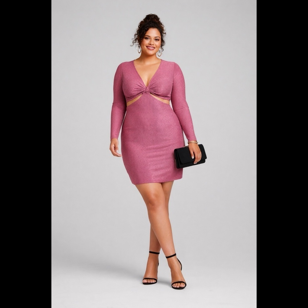 WILD FABLE Pink Glitter Cut Out Dress